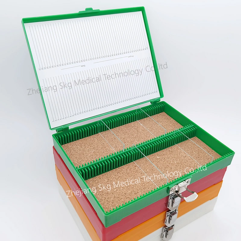 Microscope Slide Storage Box 100 Place with Metal Lock Laboratory Use