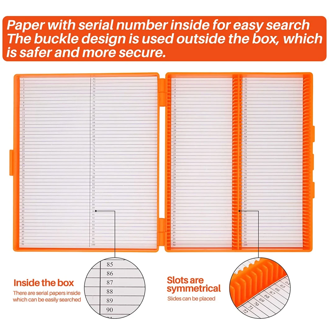 White Orange Laboratory Plastic 5/25/50/100 Pieces Microscope Slide Storage Box