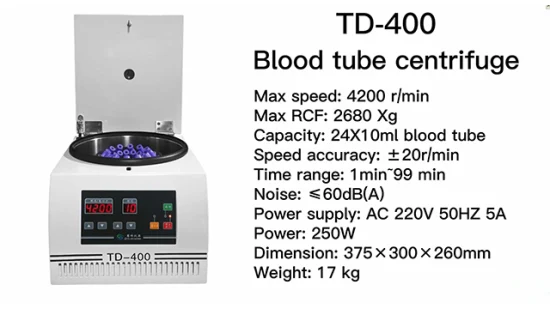 Td-400 Tischzentrifuge für Blutröhrchen und Plasma mit niedriger Geschwindigkeit